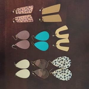 Set of 8 pairs of Nickel & Suede lightweight leather earrings